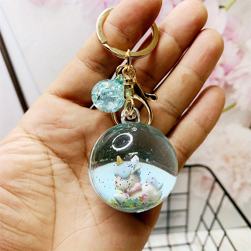 Crystal Ball Pendant Liquid Quicksand Keychain Car Key Chain
