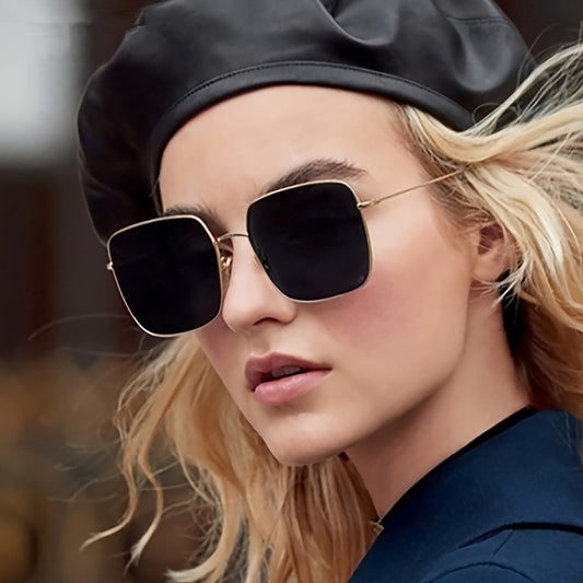 Vintage Oversize Square Sunglasses UV Protection Gradient Lens