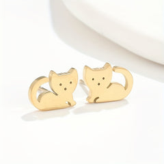 2pcs Men's Stainless Steel Cat Earrings
