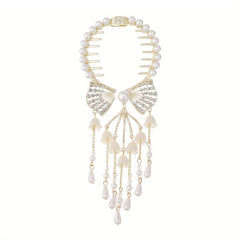 Rhinestone Banana Clip Flower Tassel Hair Clip Prom Party