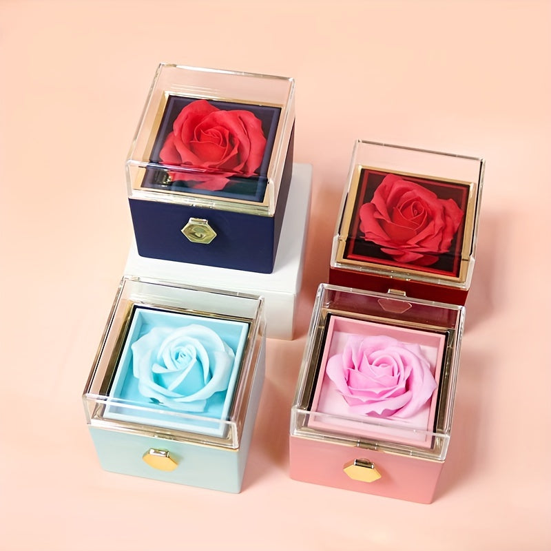 Rose Scented Soap Flower Jewelry Box Painted Single Flower Box