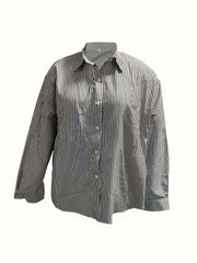  Stripe Print Long Sleeve Button Up Shirt