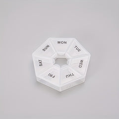 7 Compartment Rainbow Pill Box Weekly Storage Portable Round Container