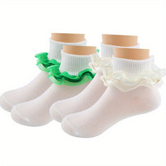 Girls Knit Ruffled Lace Socks Breathable Comfortable Princess Socks
