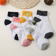 Heart Print Crew Socks for Women