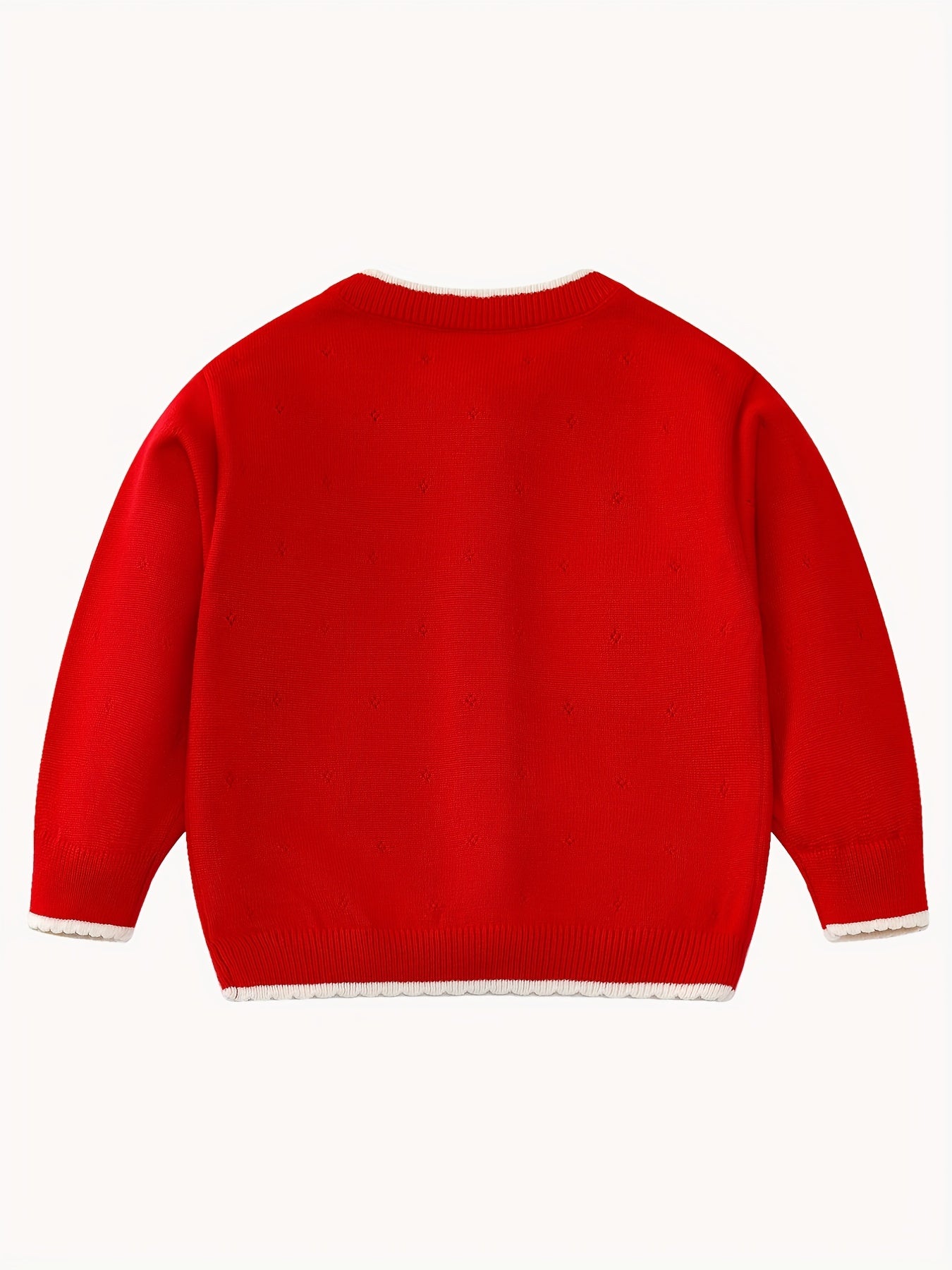 Baby Girl Sweater Coat With Small Flower Decor Knitted Cardigan