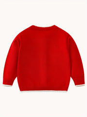Baby Girl Sweater Coat With Small Flower Decor Knitted Cardigan