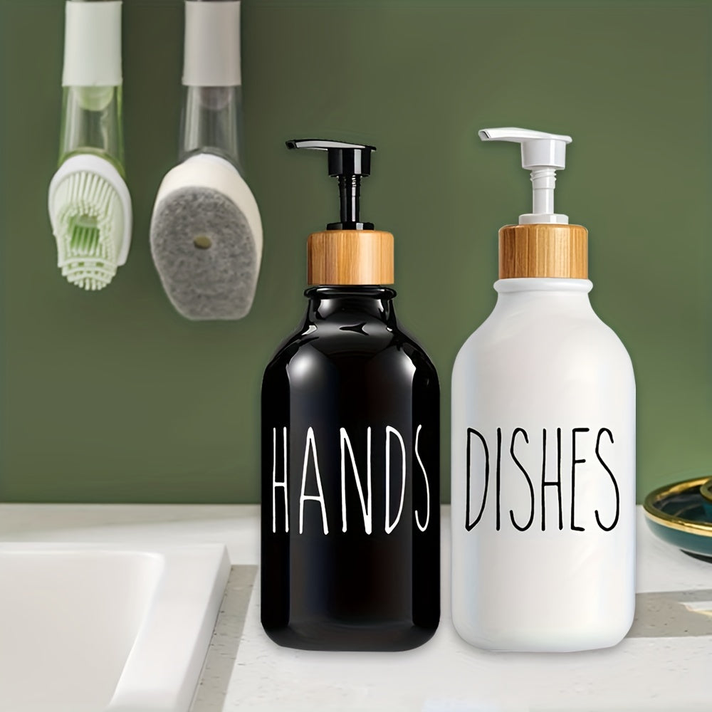 2pcs Refillable Plastic Soap Dispenser Bathroom Kitchen Liquid Storage Container