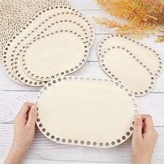 6pcs DIY Oval Blank Crochet Basket Wood Base 2mm Thickness Craft Making