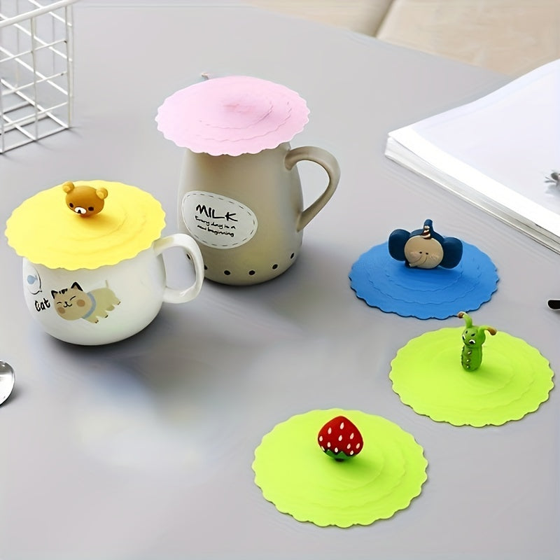 Cartoon Silicone Cup Lids - Prevent Leakage & Dust - Sealed Cup Lids