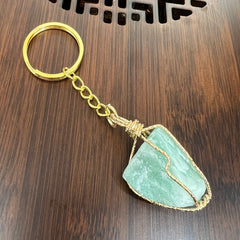 Raw Crystal Keychain Natural Irregular Gemstone Yoga Key Ring Pendant