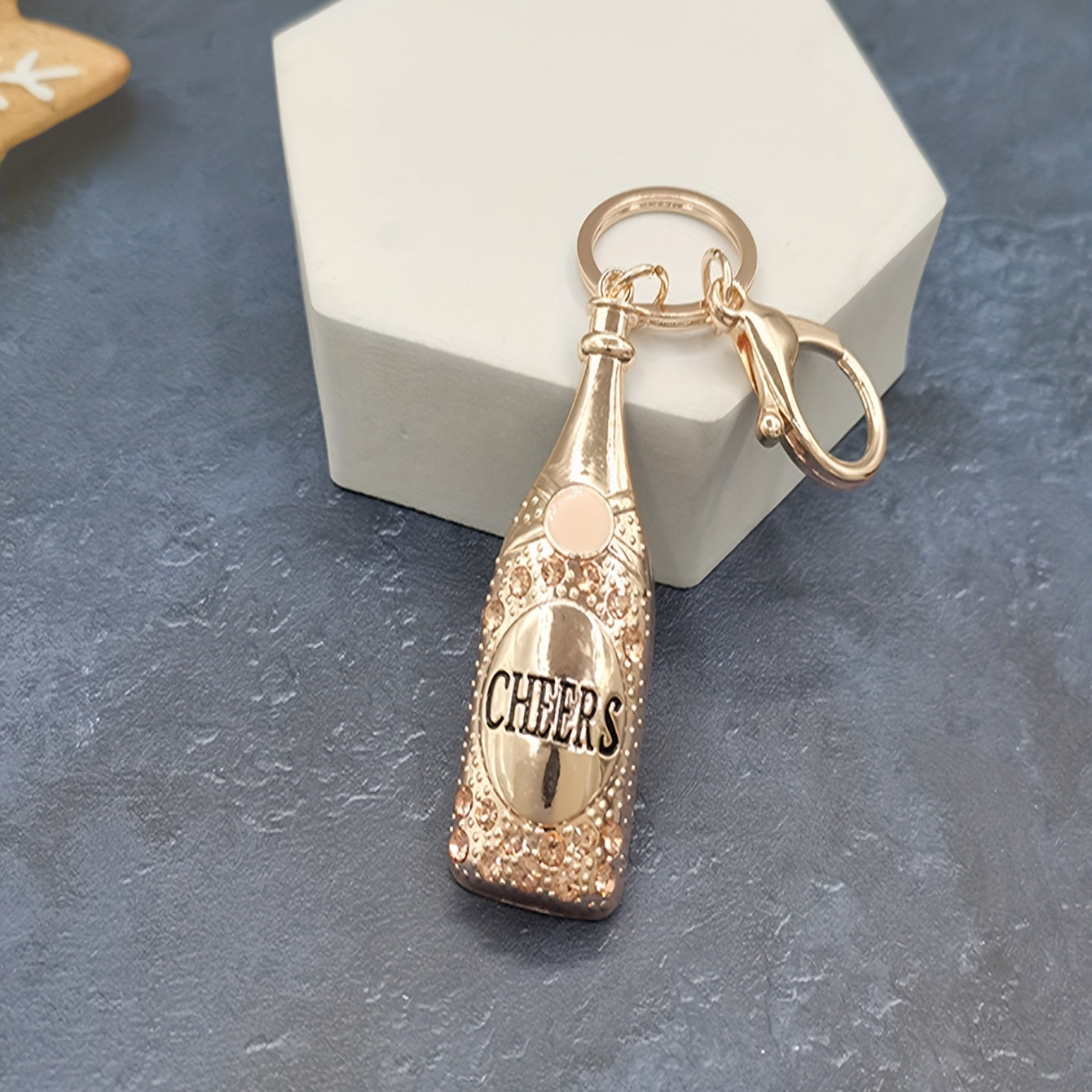Wine Button Shape Keychain Pendant Metal Enamel Key Ring Pendant Bag Ornament