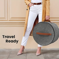 Large Felt Cowboy Hat Storage Box Dustproof Lid Closet Organization