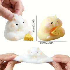 Soft Texture Relax Toy Mouse with Cheese TPR Material Anxiety Fidget Toy