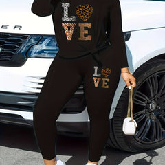  Halloween Outfits Horror Graphic Print Long Sleeve Top & Leggings Set
