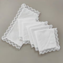 6pcs Lace Trim Handkerchief Set for Wedding Decoration DIY