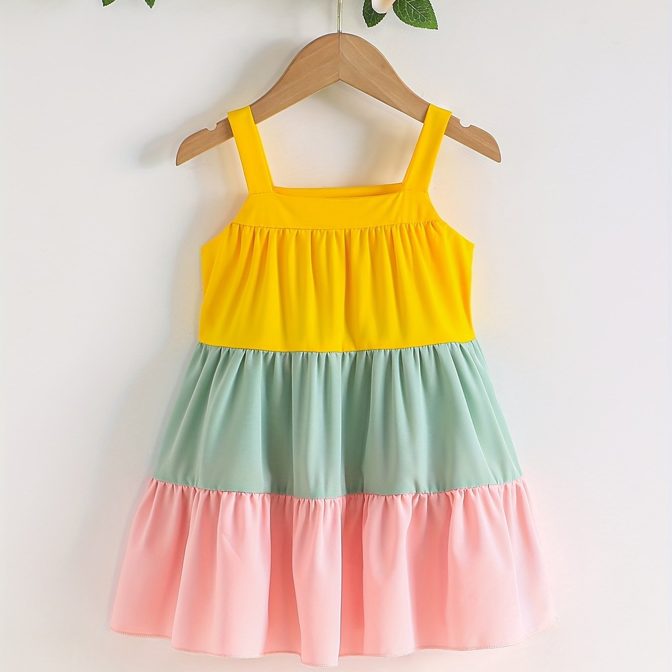 Girls' Colorblock Spaghetti Straps Cami Dress - Casual & Summer