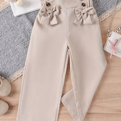 Girls' Bow Front Straight Leg Pants Summer Clothes