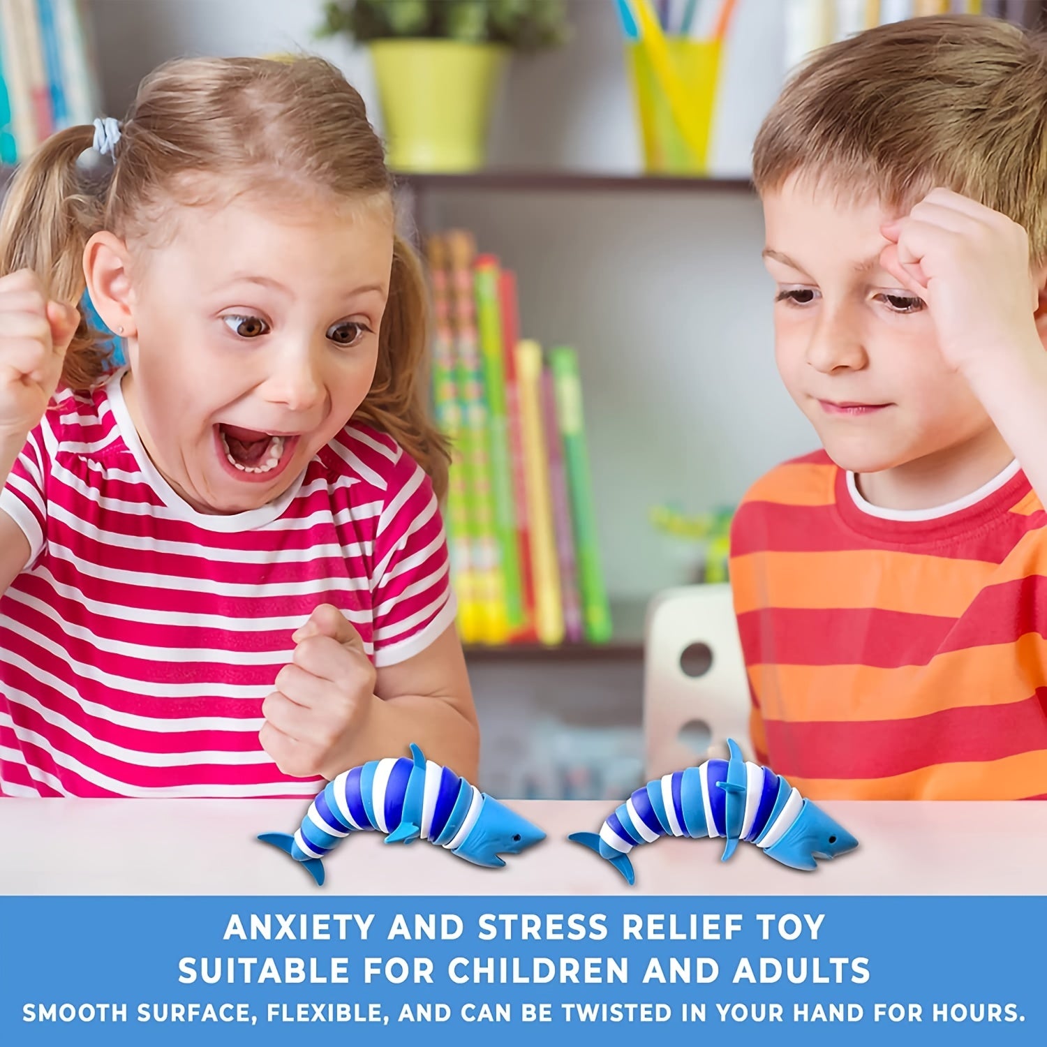 Stretch Shark Stress Reliever Fidget Slug Toy for Adults & Kids
