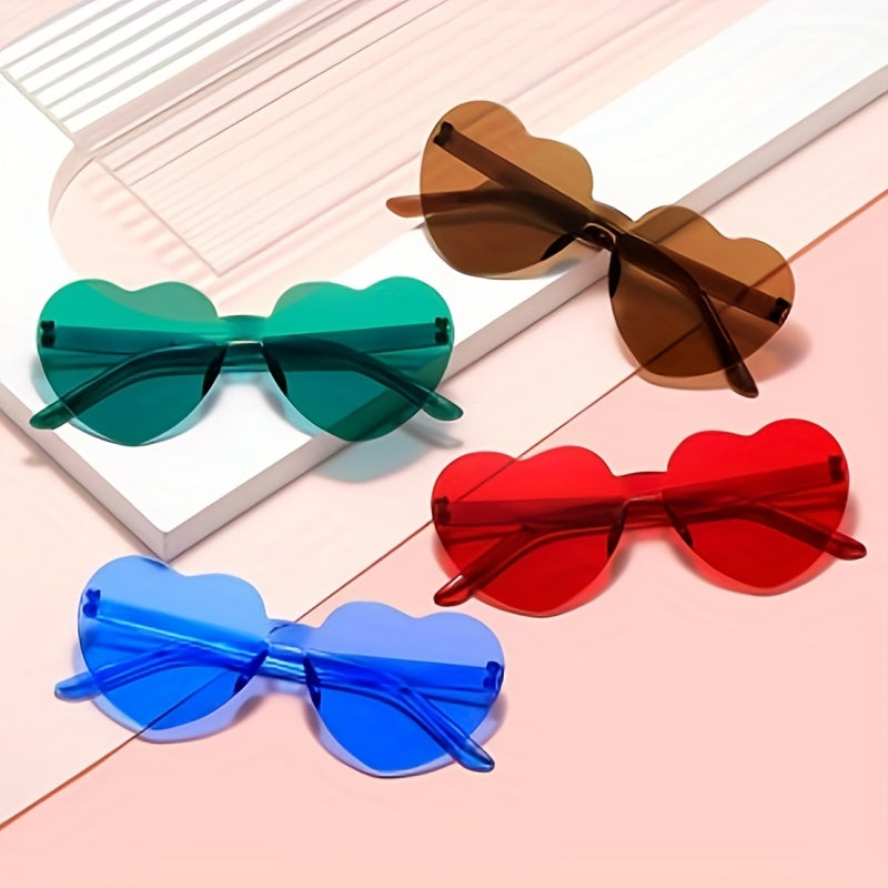 Y2K Heart Sunglasses for Women Men Party Beach Sun Shades