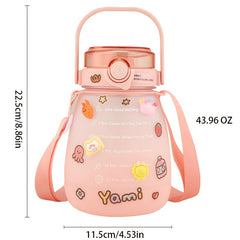 43oz Gradient Large Capacity Plastic Water Bottle for School