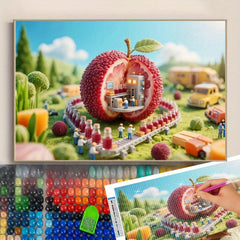 Candy Theme 5D Diamond Painting Kit with 3D Effect & Lollipops Houses Cars