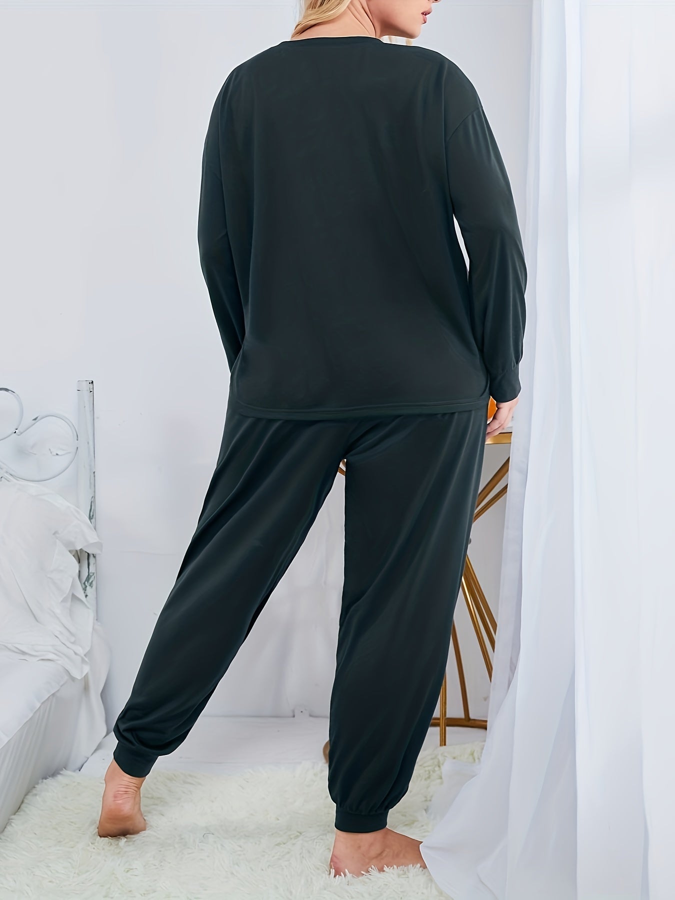  Gothic Pajama Set Skull Print Tee & Joggers Lounge Set