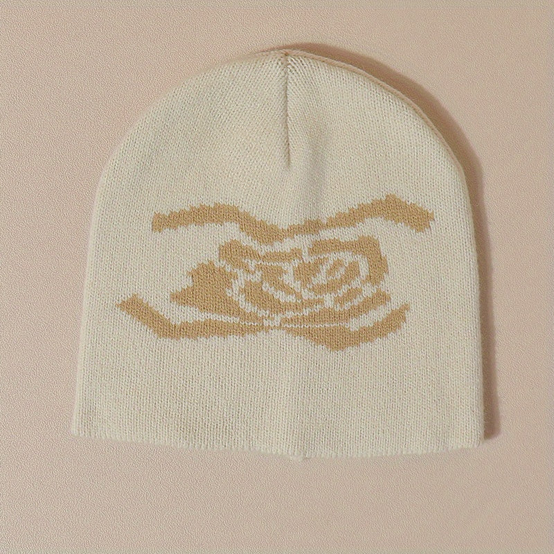 Y2K Flower Beanie Knitted Hat Street Style Warm Cap