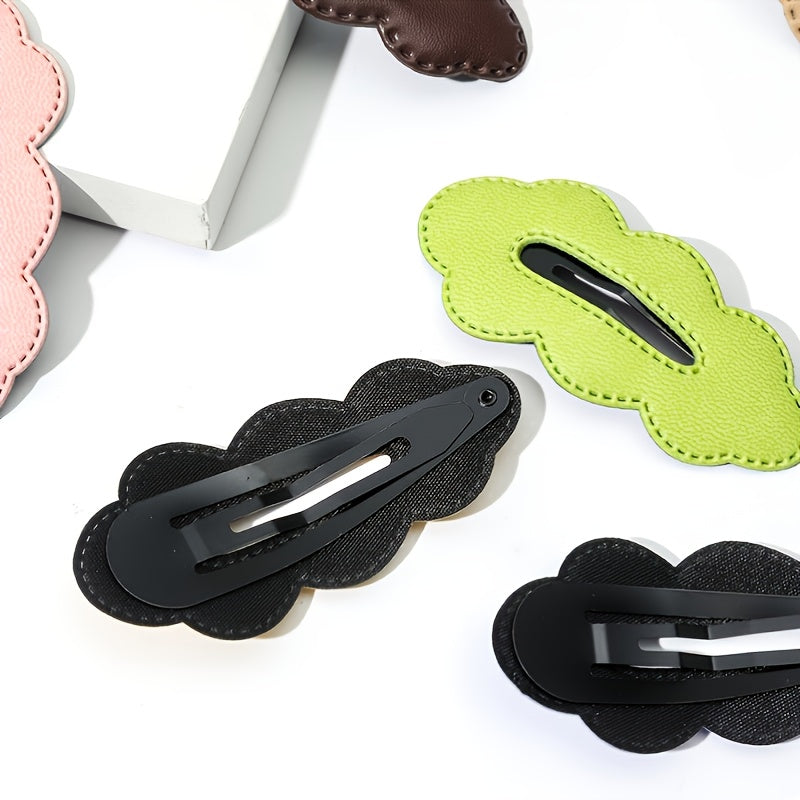 PU Leather Cloud Hair Clip Women's Solid Cartoon Hair Clip