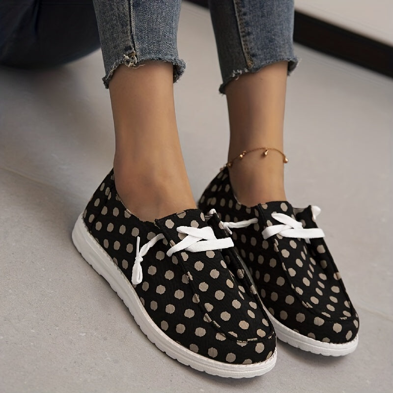 Women's Polka Dot Pattern Canvas Shoes Casual Lace Up Outdoor Shoes