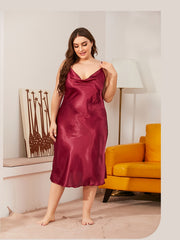 Satin Loose Fit Pajama Dress Comfort Casual Sleepwear