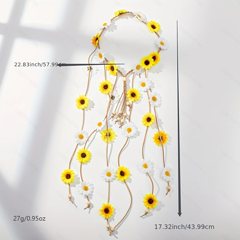 Boho Style Sunflower Tassel Hair Rope