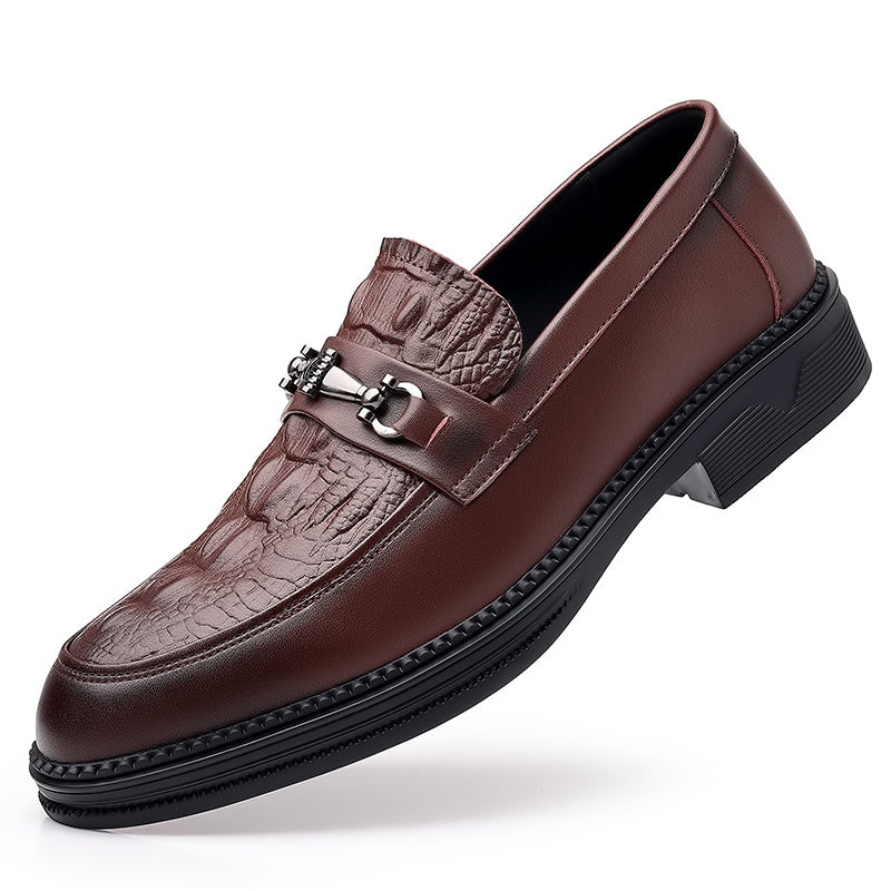 Crocodile Embossed Pointed Top Formal Dress Shoes for Wedding Business