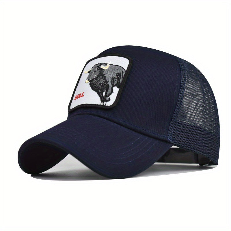 Bull Cash Cartoon Baseball Cap Animal Embroidery Patch Trucker Hat