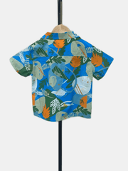 Leaf Graphic Print Boys Lapel Shirt for Summer Outdoor