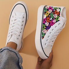Girl's High Top Skull Pattern Skate Shoes Non Slip Casual Sneakers