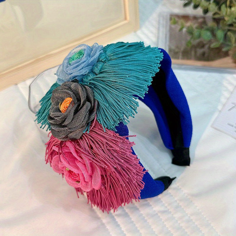 Colorful Boho Tassel Flower Headband for Women