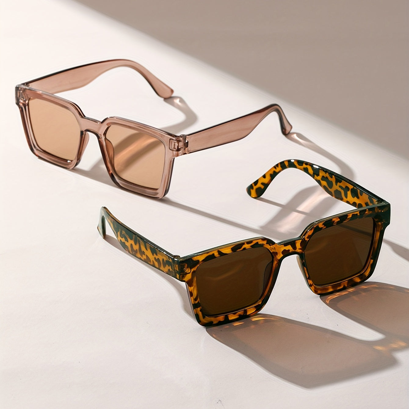 Leopard Rectangle Sunglasses Retro Style for Women