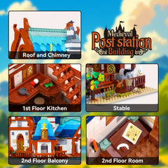 Medieval Building Blocks For Adults 1767pcs Post Station Architecture Model