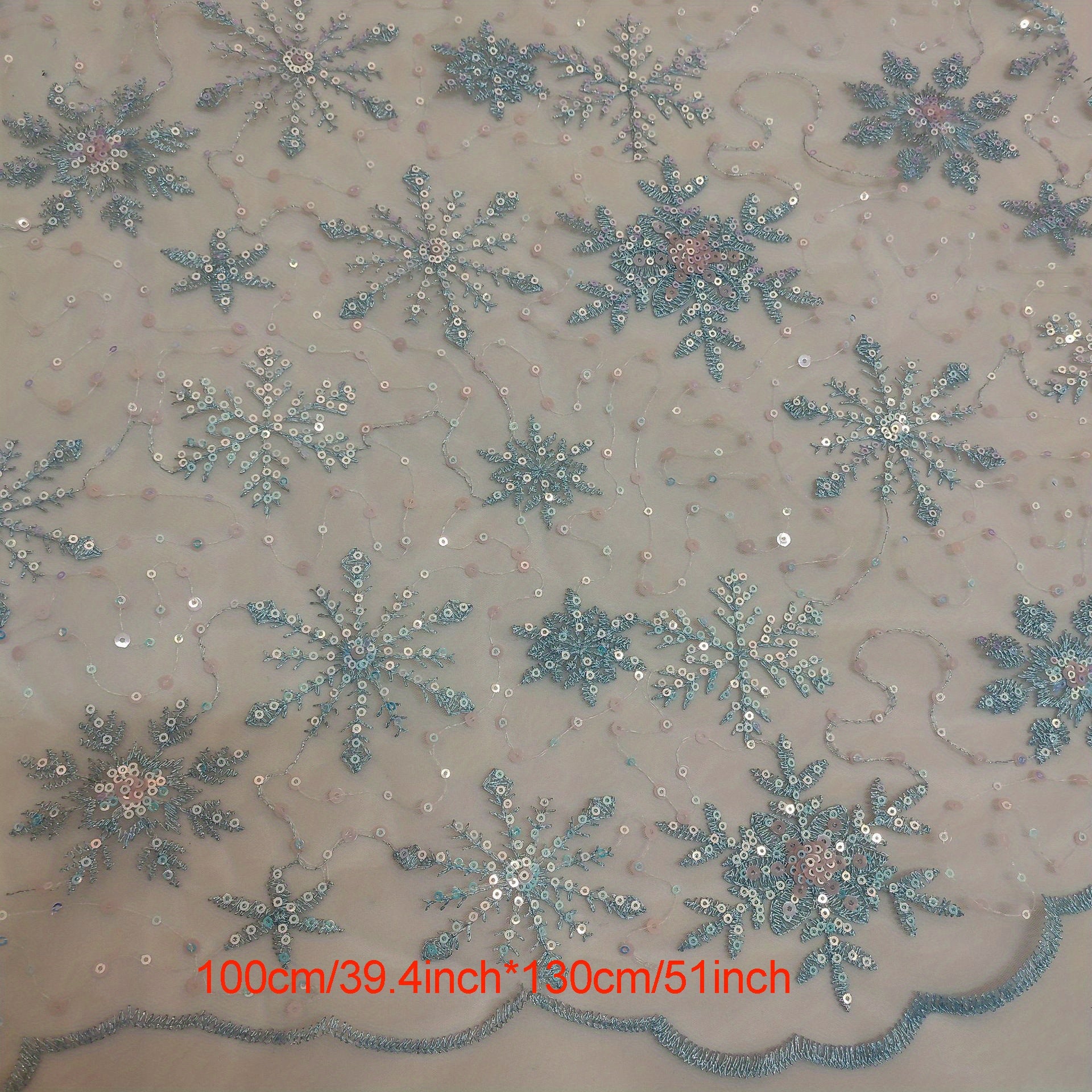 Mesh Sequin Embroidery Fabric Snowflake Bead Fabric Wedding Dress Sewing