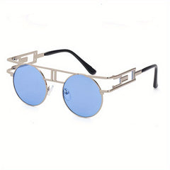 Men's Vintage Steampunk Round Frame Sunglasses