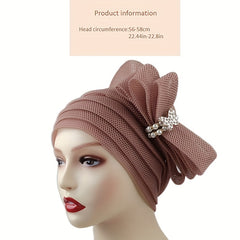 Bowknot Mesh Turban Cap Elastic Head Wrap Chemo Hats
