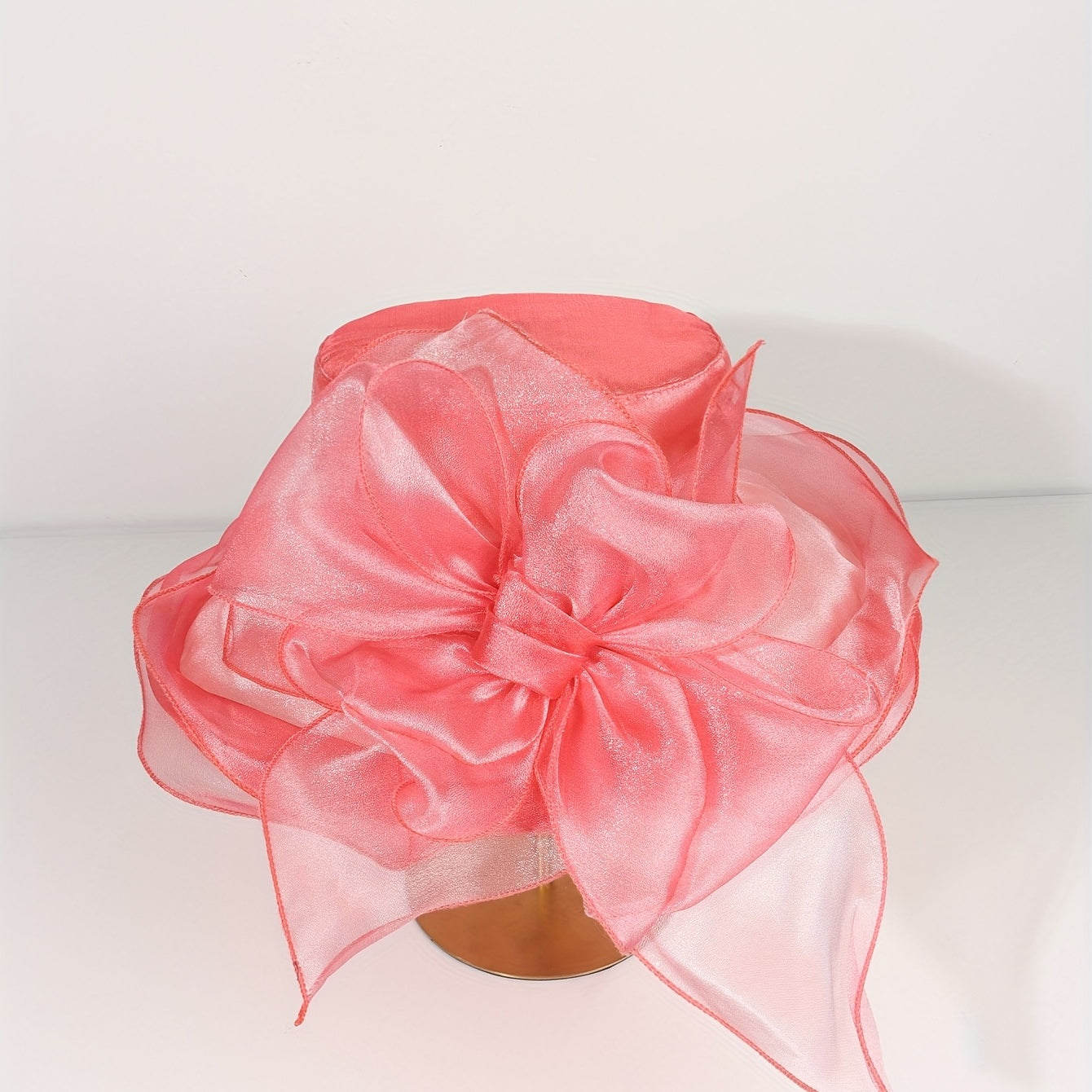 Watermelon Red Organza Sun Hat Mesh Breathable Derby Hat