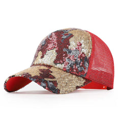 Mesh Breathable Baseball Cap Sequins Decor MapleTrendy Sun Hat
