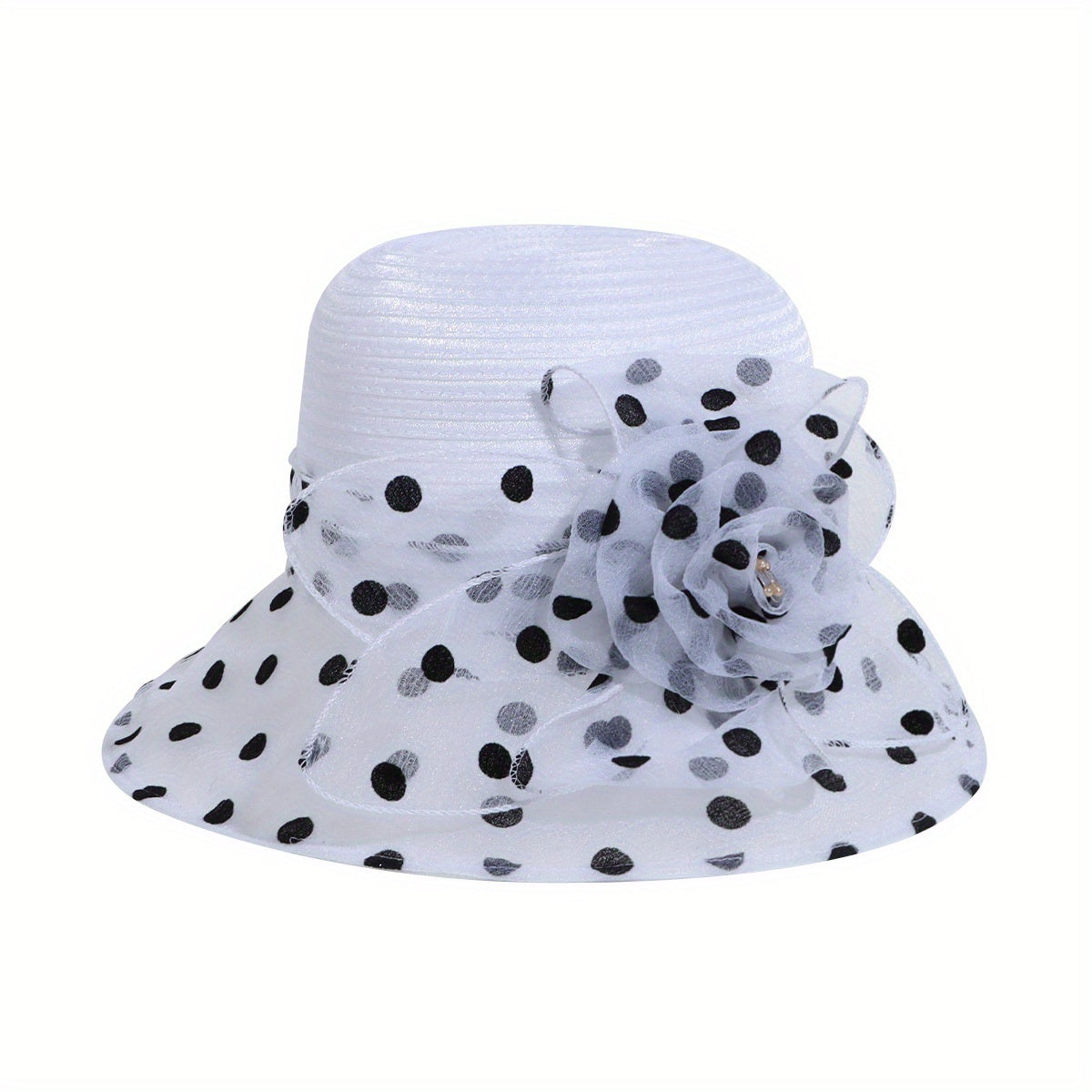 Polka Dot Print Bucket Hat Mesh Breathable Sun Hat for Women