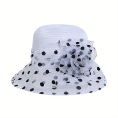 Polka Dot Print Bucket Hat Mesh Breathable Sun Hat for Women