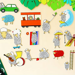 Green Sheep Felt Toy Apron Set with Storytelling Tool