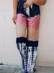 Women's Plus Colorblock Tie Dye Wide Leg Drawstring Pants