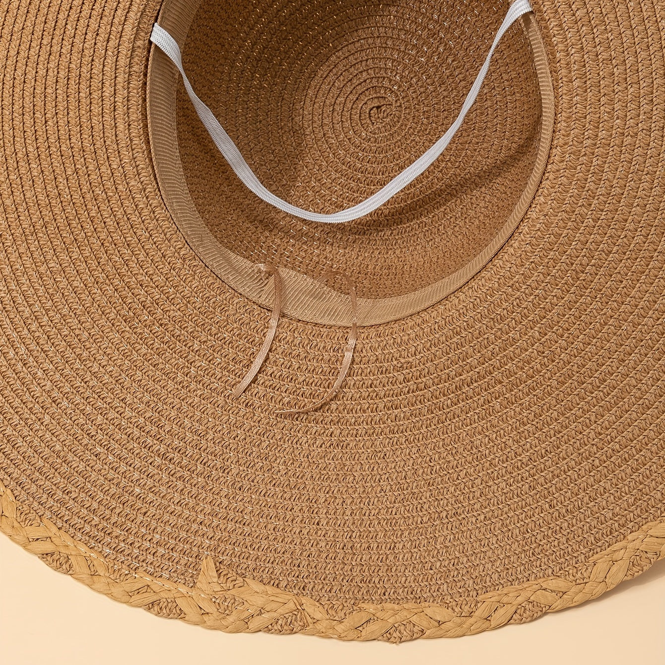 Khaki Wide Brim Sun Hat Straw Hat Floppy Sunscreen UV Protection