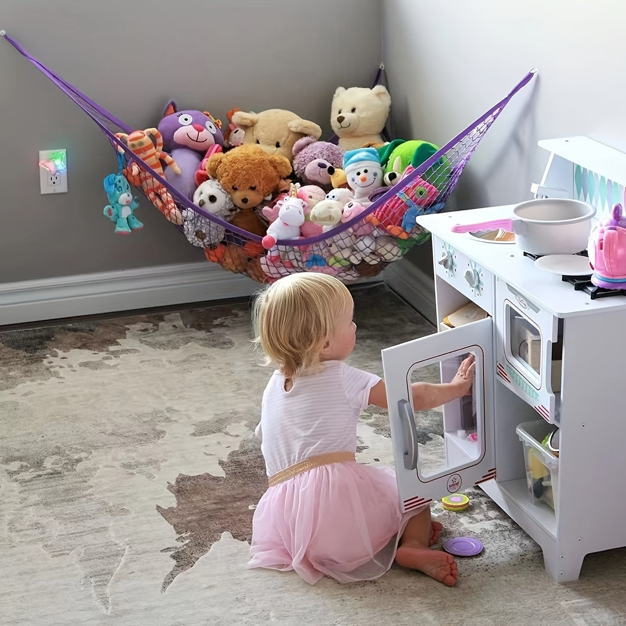 Large Corner Mesh Toy Storage Hammock